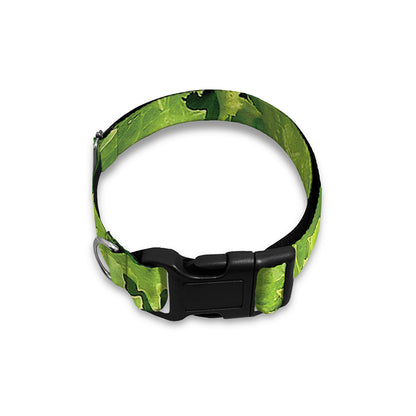 Green Lettuce Salad Print Dog Collar
