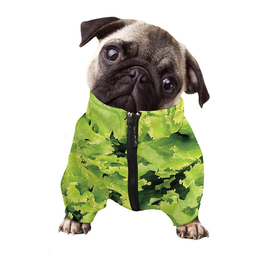 Green Lettuce Salad Print Dog Zip Up Jacket