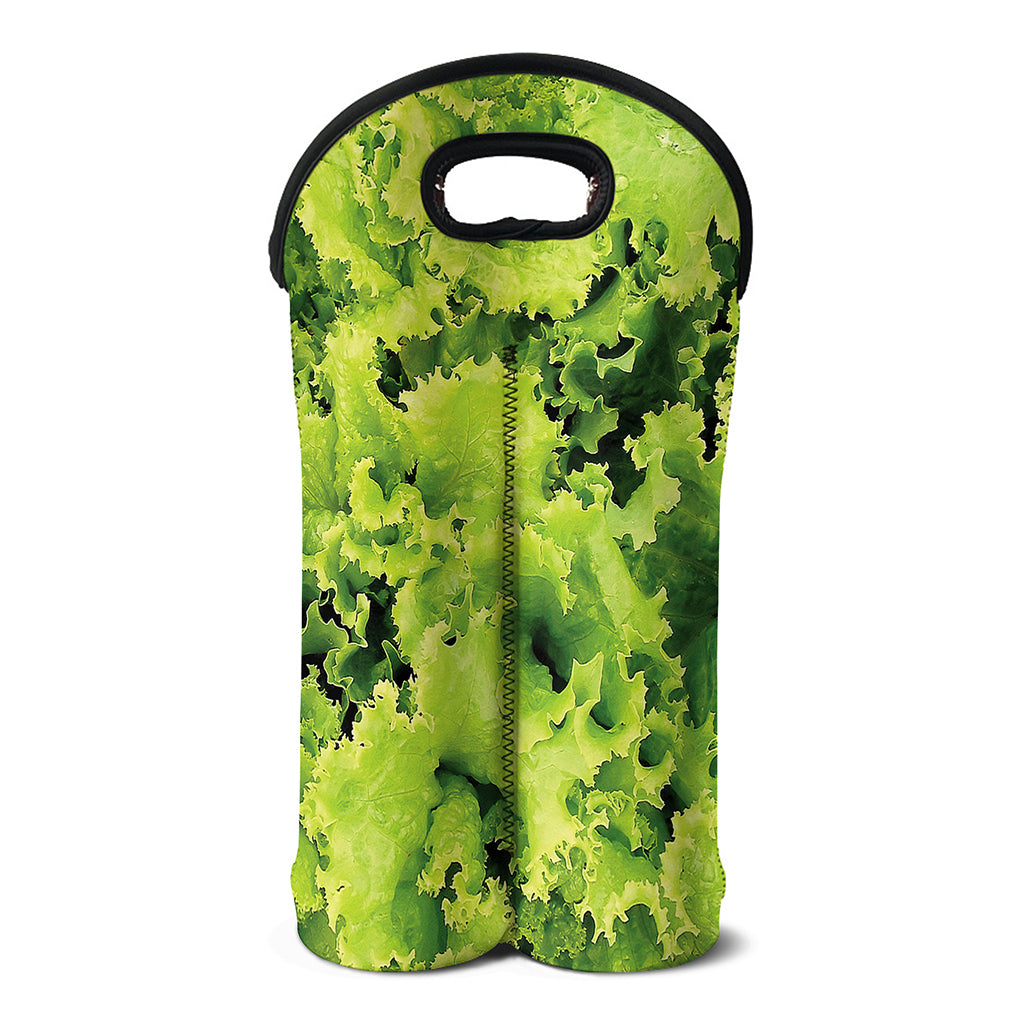 Green Lettuce Salad Print Double Neoprene Wine Tote