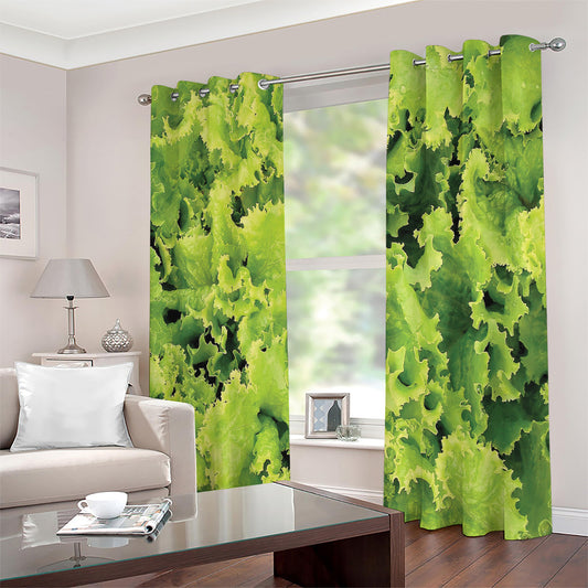 Green Lettuce Salad Print Extra Wide Grommet Curtains