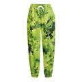Green Lettuce Salad Print Fleece Lined Knit Pants
