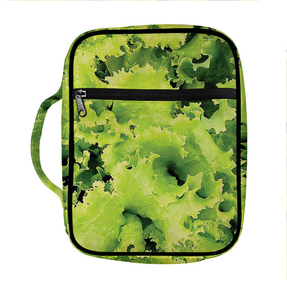 Green Lettuce Salad Print Front Pocket Bible Bag