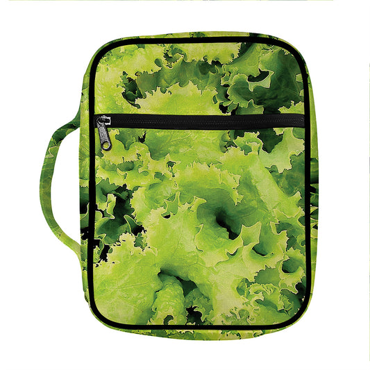 Green Lettuce Salad Print Front Pocket Bible Bag