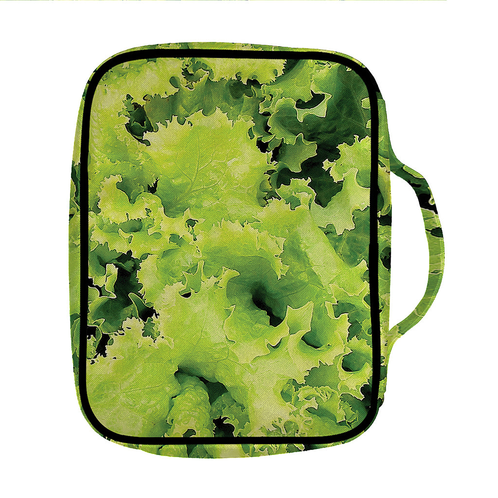 Green Lettuce Salad Print Front Pocket Bible Bag