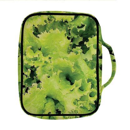 Green Lettuce Salad Print Front Pocket Bible Bag