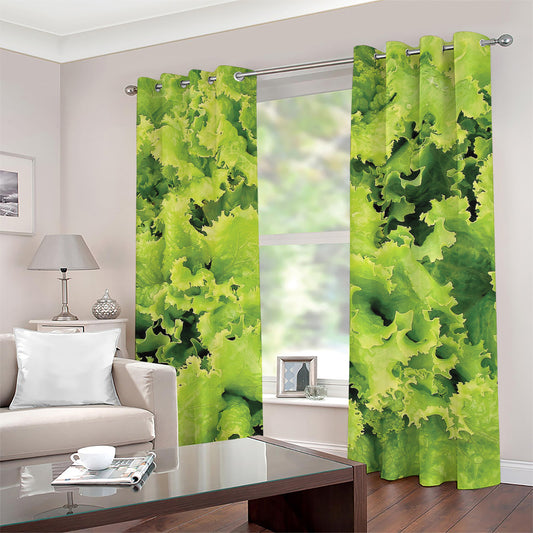 Green Lettuce Salad Print Grommet Curtains
