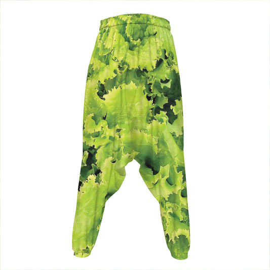 Green Lettuce Salad Print Hammer Pants