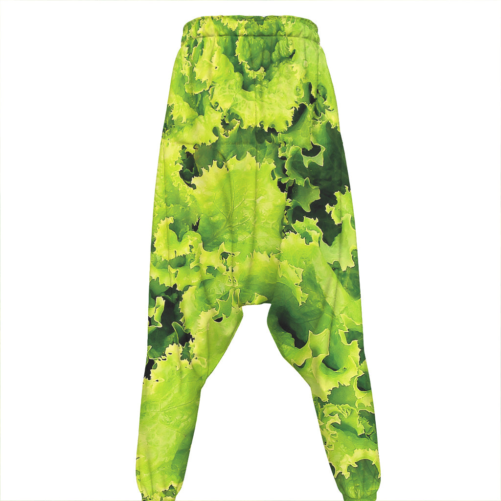 Green Lettuce Salad Print Hammer Pants