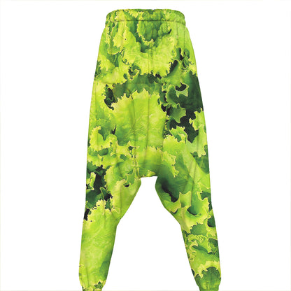 Green Lettuce Salad Print Hammer Pants