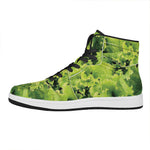 Green Lettuce Salad Print High Top Leather Sneakers