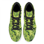 Green Lettuce Salad Print High Top Leather Sneakers