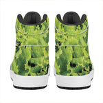 Green Lettuce Salad Print High Top Leather Sneakers