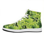 Green Lettuce Salad Print High Top Leather Sneakers