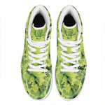 Green Lettuce Salad Print High Top Leather Sneakers