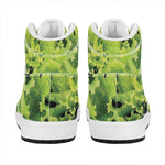 Green Lettuce Salad Print High Top Leather Sneakers