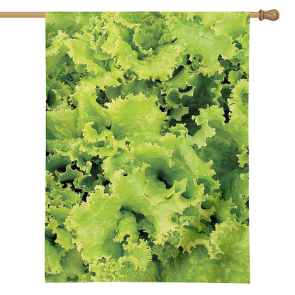 Green Lettuce Salad Print House Flag