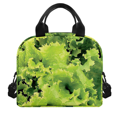 Green Lettuce Salad Print Insulated Lunch Bag