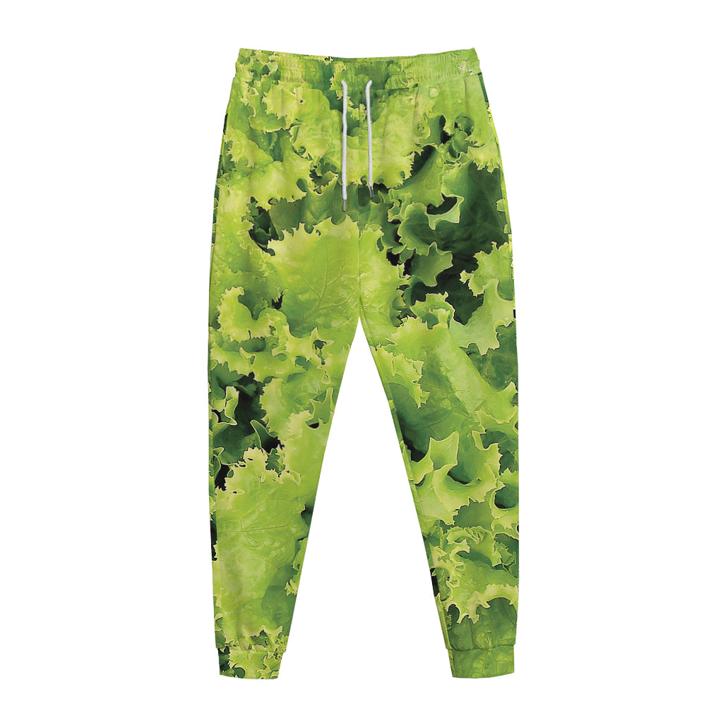 Green Lettuce Salad Print Jogger Pants
