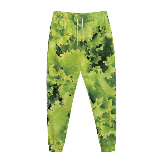Green Lettuce Salad Print Jogger Pants