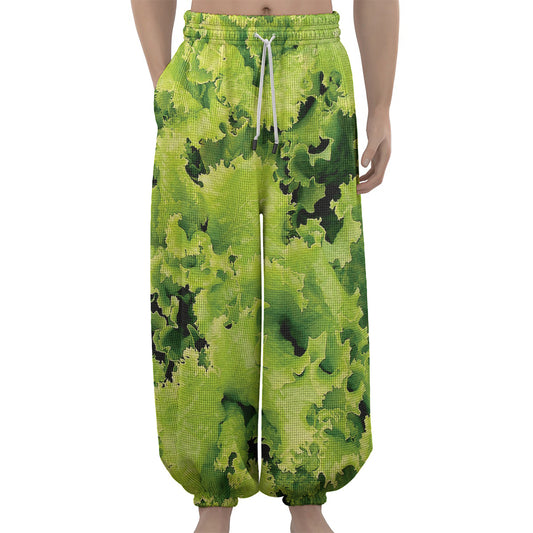 Green Lettuce Salad Print Lantern Pants