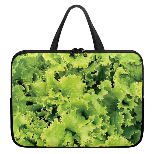 Green Lettuce Salad Print Laptop Sleeve With Handle