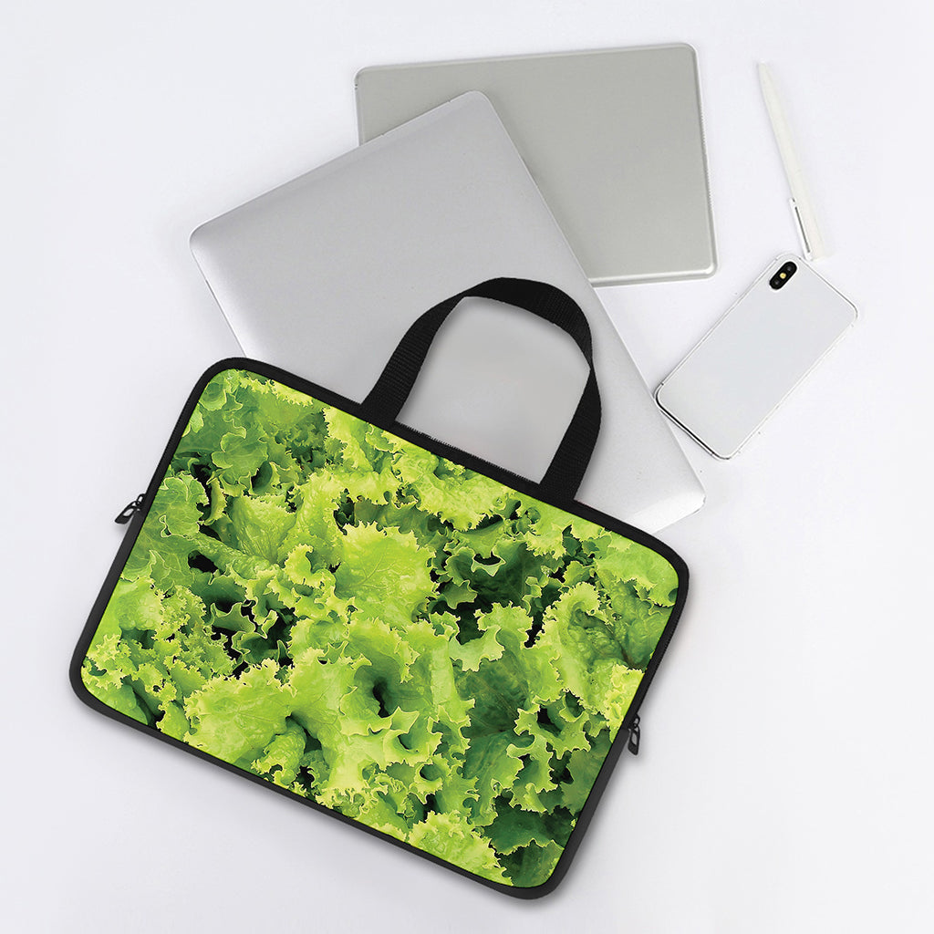 Green Lettuce Salad Print Laptop Sleeve With Handle