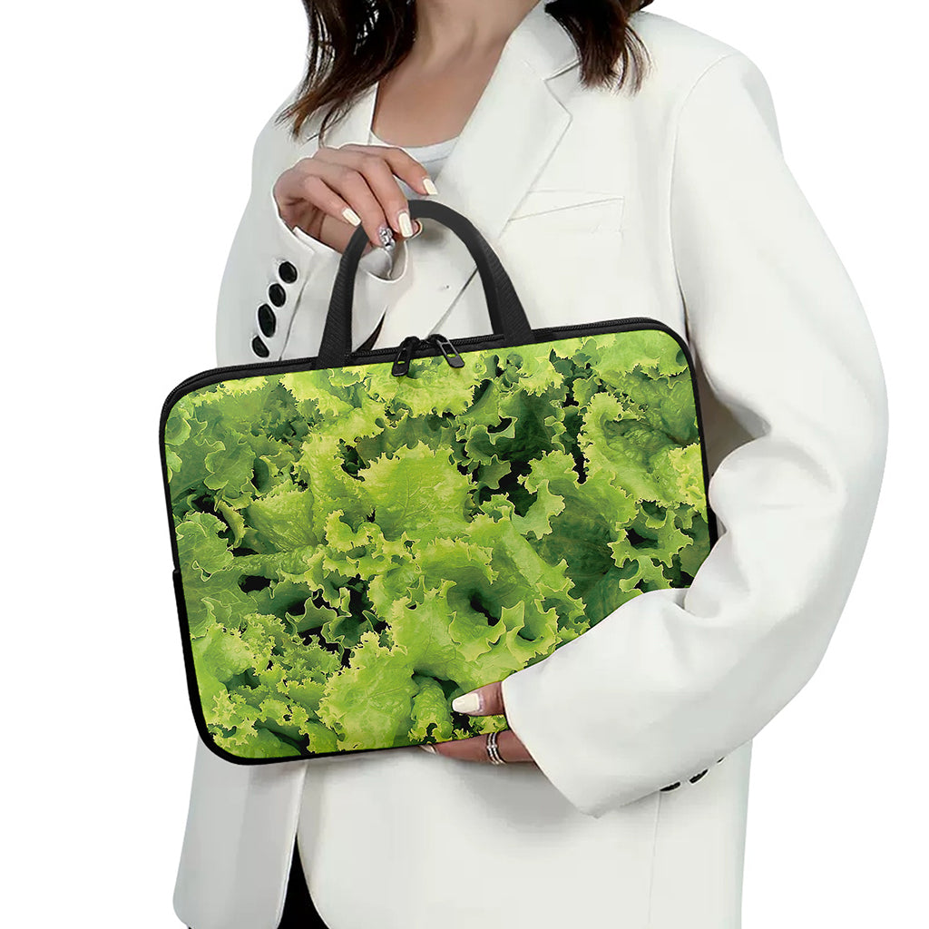 Green Lettuce Salad Print Laptop Sleeve With Handle