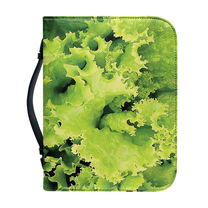 Green Lettuce Salad Print Leather Bible Cover