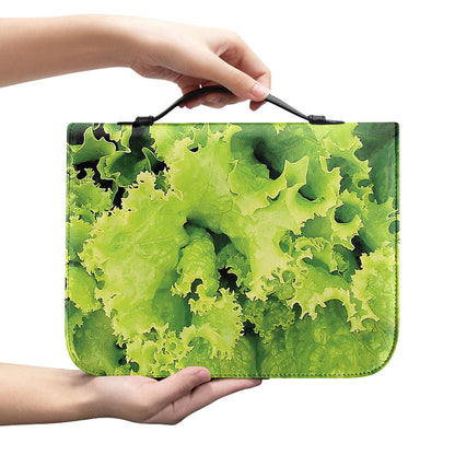 Green Lettuce Salad Print Leather Bible Cover
