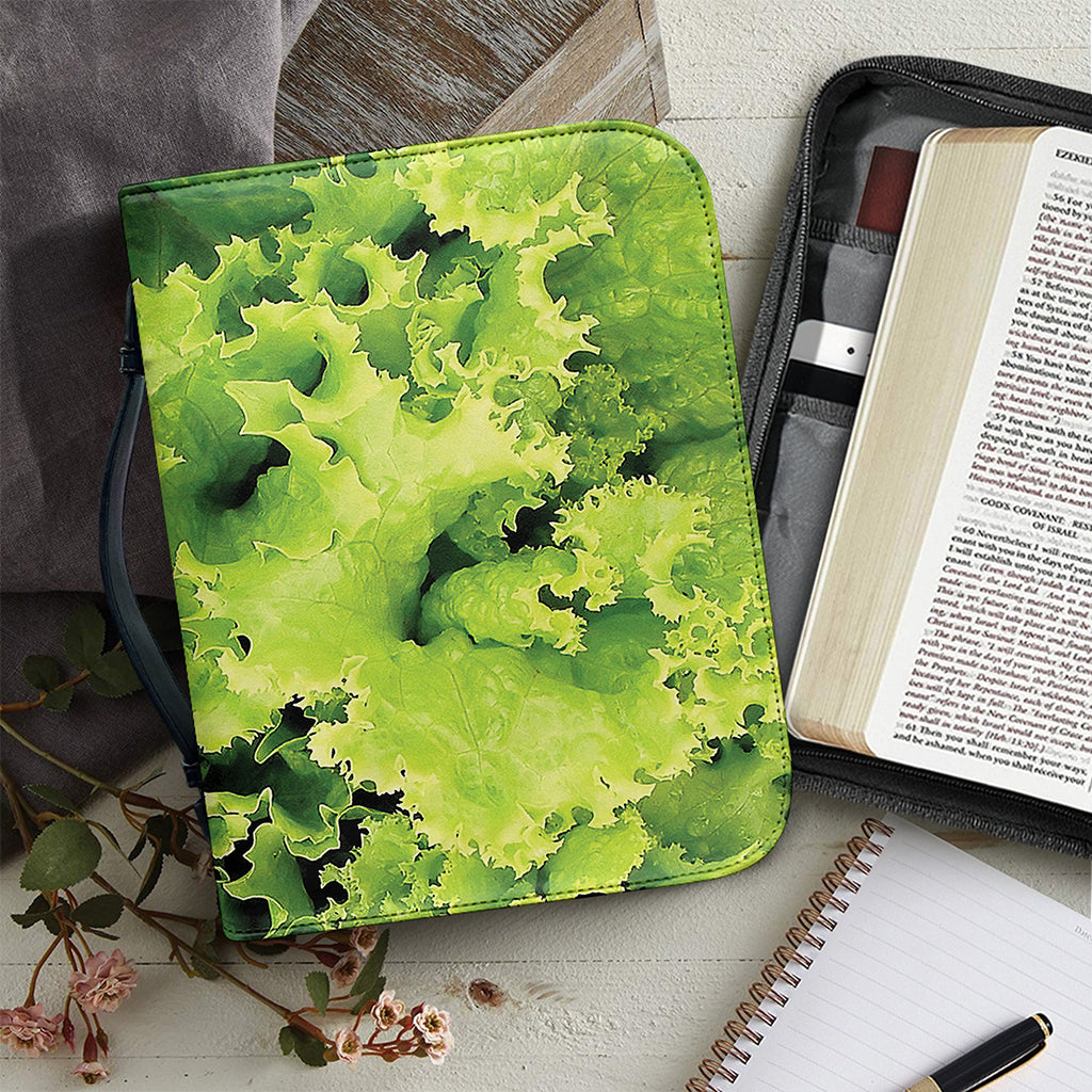 Green Lettuce Salad Print Leather Bible Cover