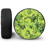 Green Lettuce Salad Print Leather Spare Tire Cover