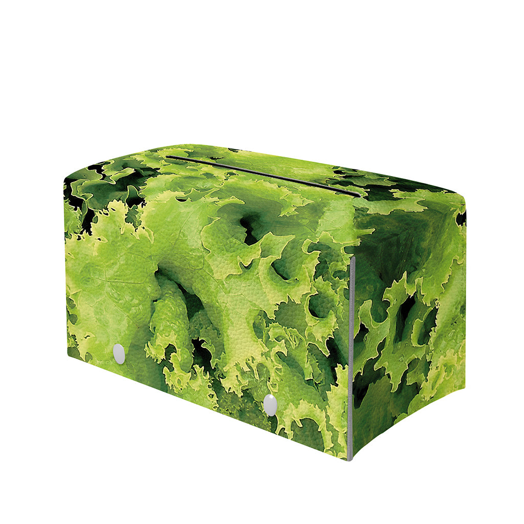 Green Lettuce Salad Print Leather Tissue Box Cover