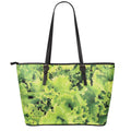 Green Lettuce Salad Print Leather Tote Bag With Zipper