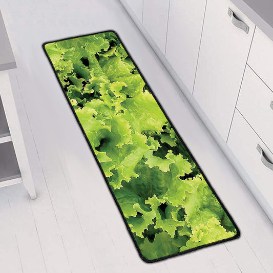 Green Lettuce Salad Print Long Kitchen Mat