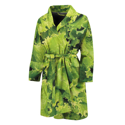 Green Lettuce Salad Print Men's Bathrobe