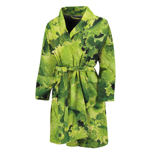 Green Lettuce Salad Print Men's Bathrobe