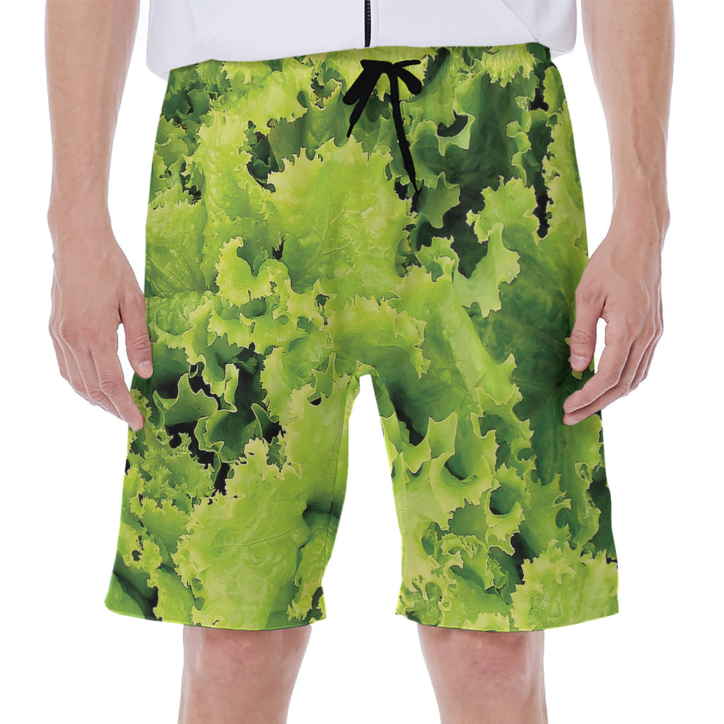 Green Lettuce Salad Print Men's Beach Shorts