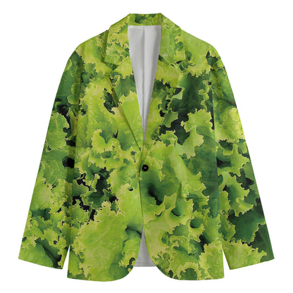 Green Lettuce Salad Print Men's Blazer