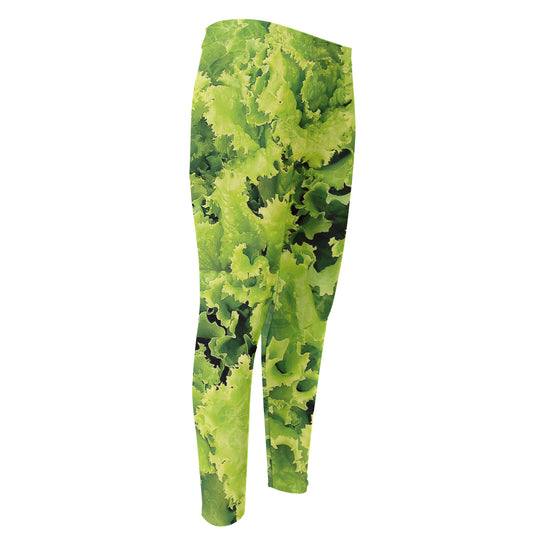 Green Lettuce Salad Print Men's Compression Pants