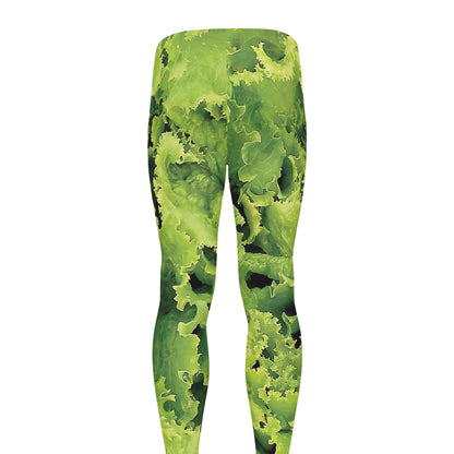 Green Lettuce Salad Print Men's leggings