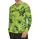 Green Lettuce Salad Print Men's Long Sleeve Rash Guard