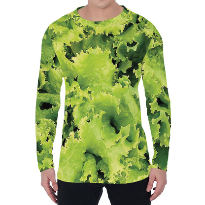 Green Lettuce Salad Print Men's Long Sleeve T-Shirt