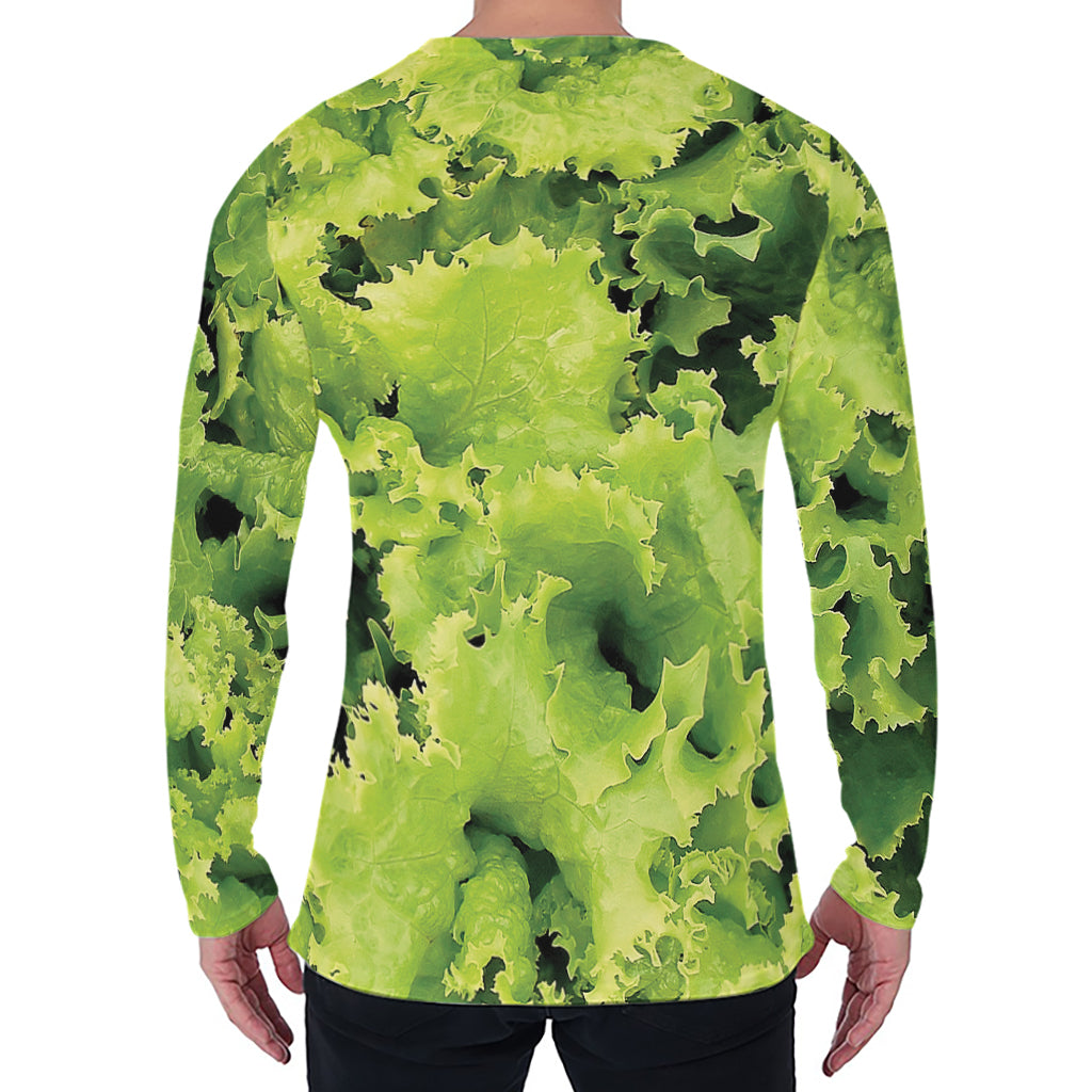 Green Lettuce Salad Print Men's Long Sleeve T-Shirt