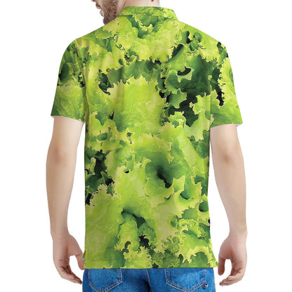 Green Lettuce Salad Print Men's Polo Shirt