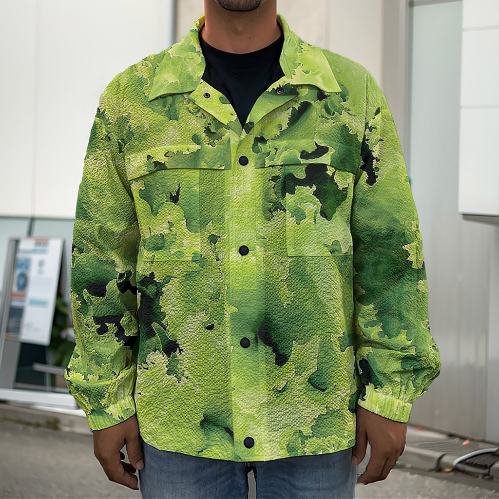 Green Lettuce Salad Print Men's Shirt Jacket