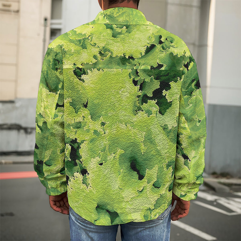 Green Lettuce Salad Print Men's Shirt Jacket