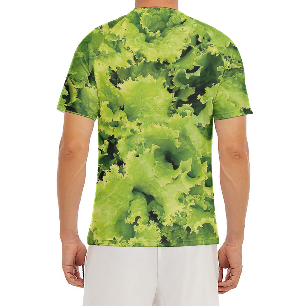 Green Lettuce Salad Print Men's Short Sleeve Rash Guard