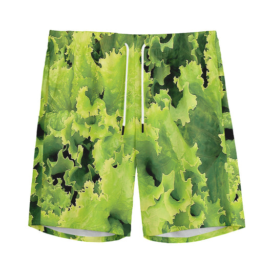 Green Lettuce Salad Print Men's Sports Shorts