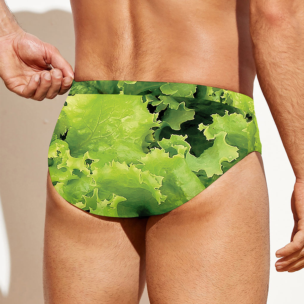Green Lettuce Salad Print Men's Swim Briefs
