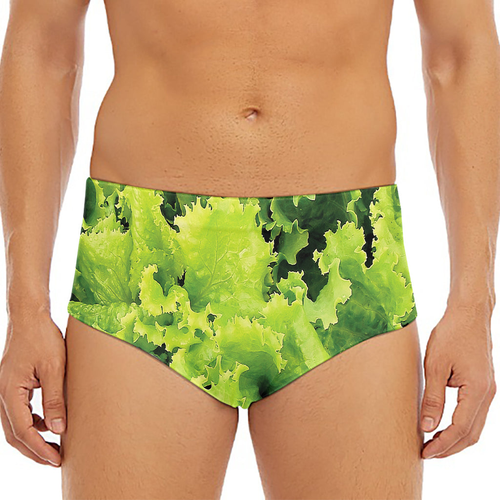 Green Lettuce Salad Print Men's Triangle Swim Briefs